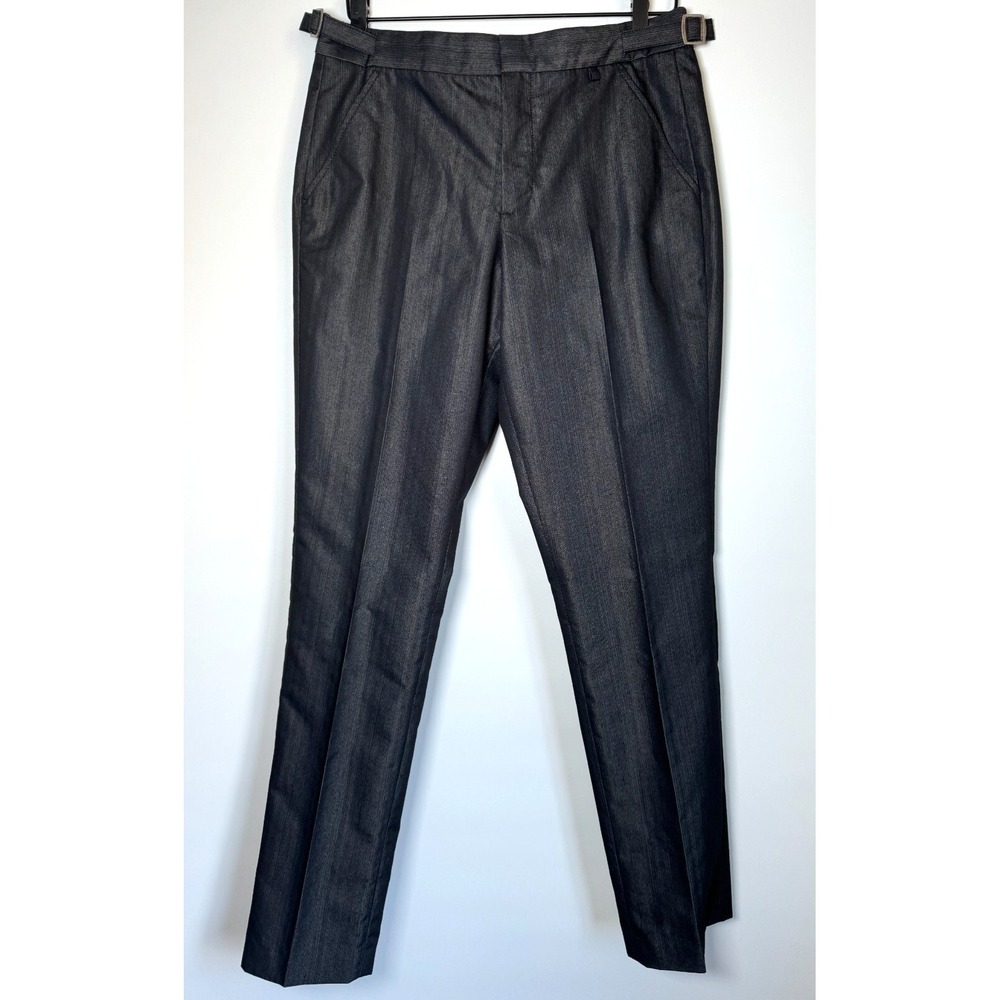 Dirty English Trousers Mens 32 Gray Pleated Cotton Blend Pants Side Buckle